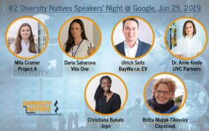 #2 Diversity Natives Speakers Night with Project A, UnternehmerTum Venture Capital Partners, Vito One, BaWay r.e. energy ventures at Google
